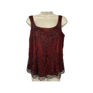 Helene Blake Vintage Beaded Tank Womens Large Mesh Glam Dark Romance Witchy Y2K